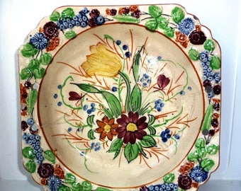 Southern PotteriesBLUE RIDGE Hand Painted 10 BOWLMajolicaVintage 1960/'sFluted EdgeBright FlowersTulipsPink RoseCornflowers