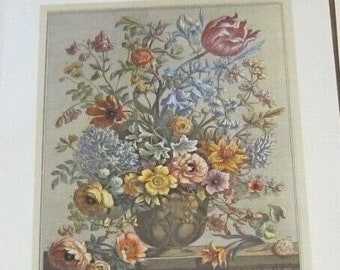 Large Vintage Furber May Flowers Print, 12 Months of Flowers, 1700s Colonial Williamsburg Botanical Wall Art, Couple's Wedding Gift, 16x21