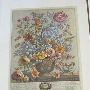 Large Vintage May Flowers Art Print, 12 Months of Flowers, 1700s Still Life, Furber Casteels, Special Wedding Anniversary Gift, 15.5 x 21"
