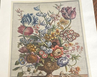 Large Vintage April Flowers Art Print, 1700s Botanical Study, Furber's 12 Months of Flowers, Special Wedding Anniversary Gift, 15.5 x 21"