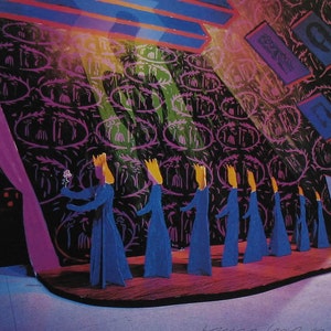 Vintage Ravel Opera Stage Design Poster Print, L'Enfant et Les Sortiléges, Little Princess Coming Out of the Book of Fairytales, 10 x 13 5/8