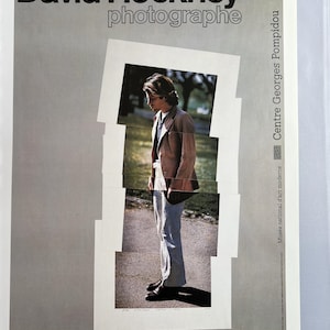 Litografía vintage de David Hockney del cartel con 'Peter, Kensington Gardens', exposición de fotografía en el Centro Georges Pompidou, París, 10 x 14"