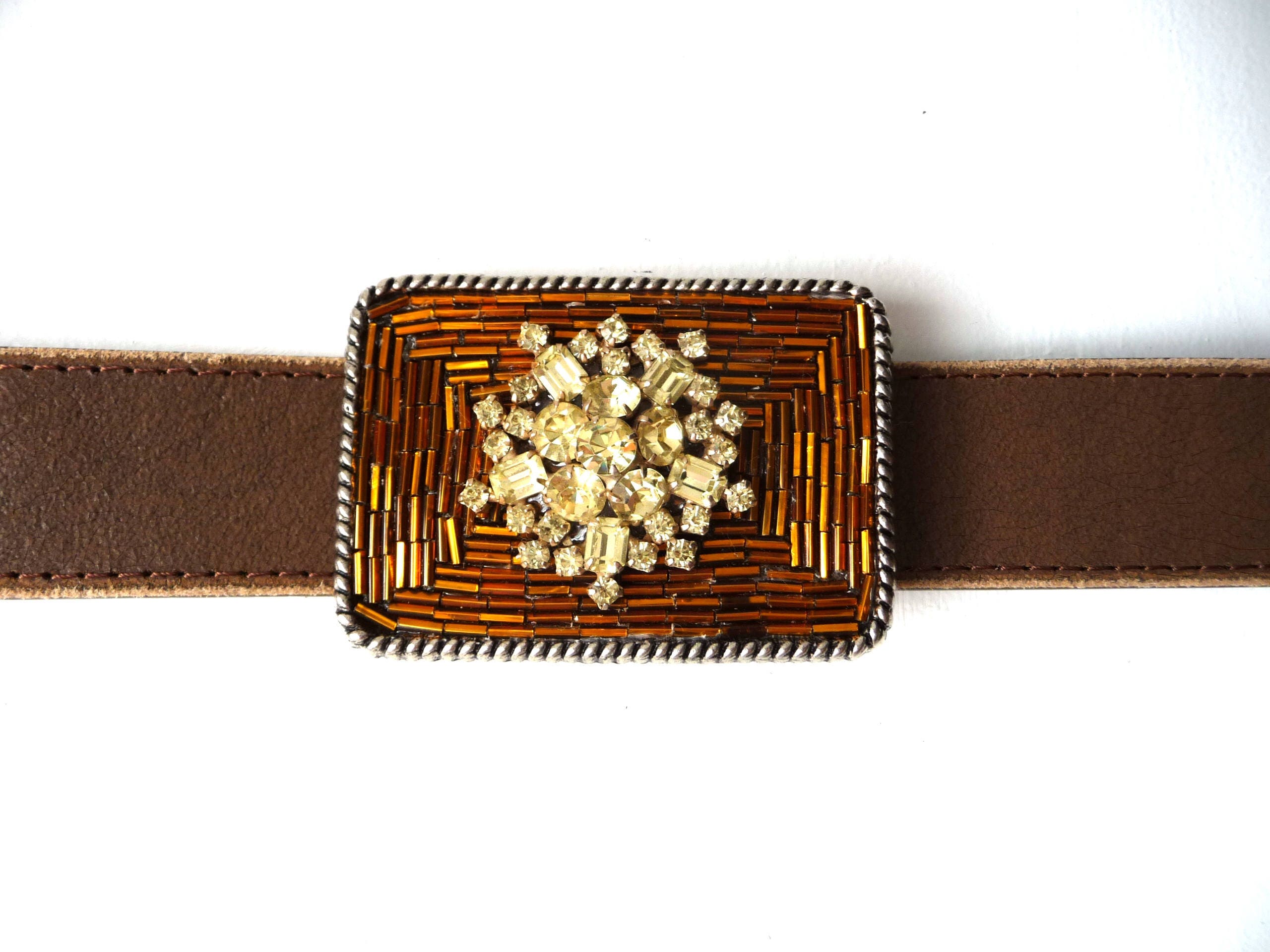 Womens Belt Buckle Vintage Yellow 