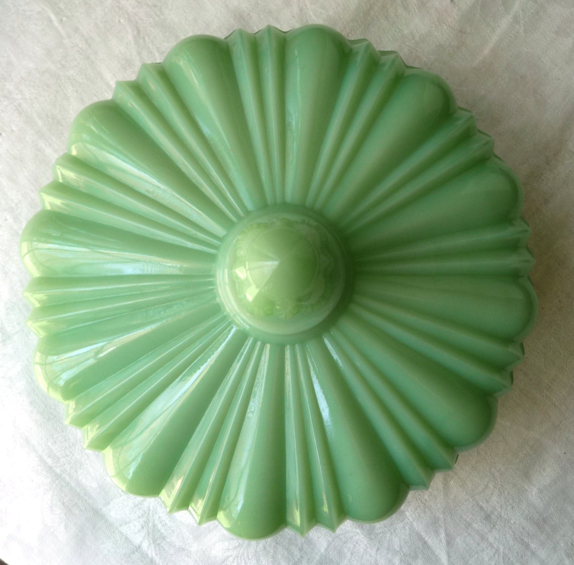 1940s Fire King Jadeite Candy Dish Ribbed Cover Lid Etsy