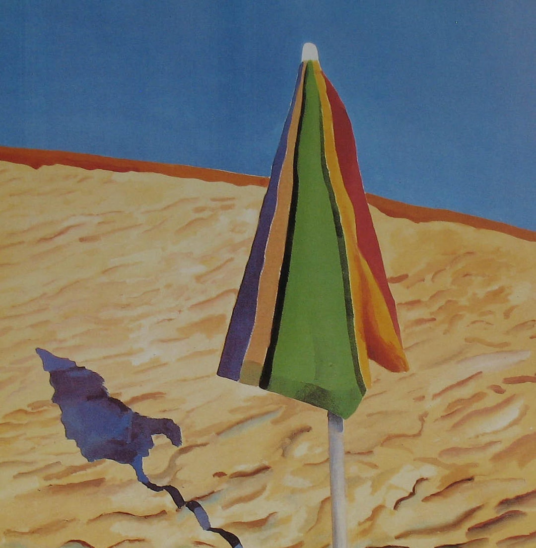 Vintage Beach Umbrella Art Print by David Hockney Casual Etsy