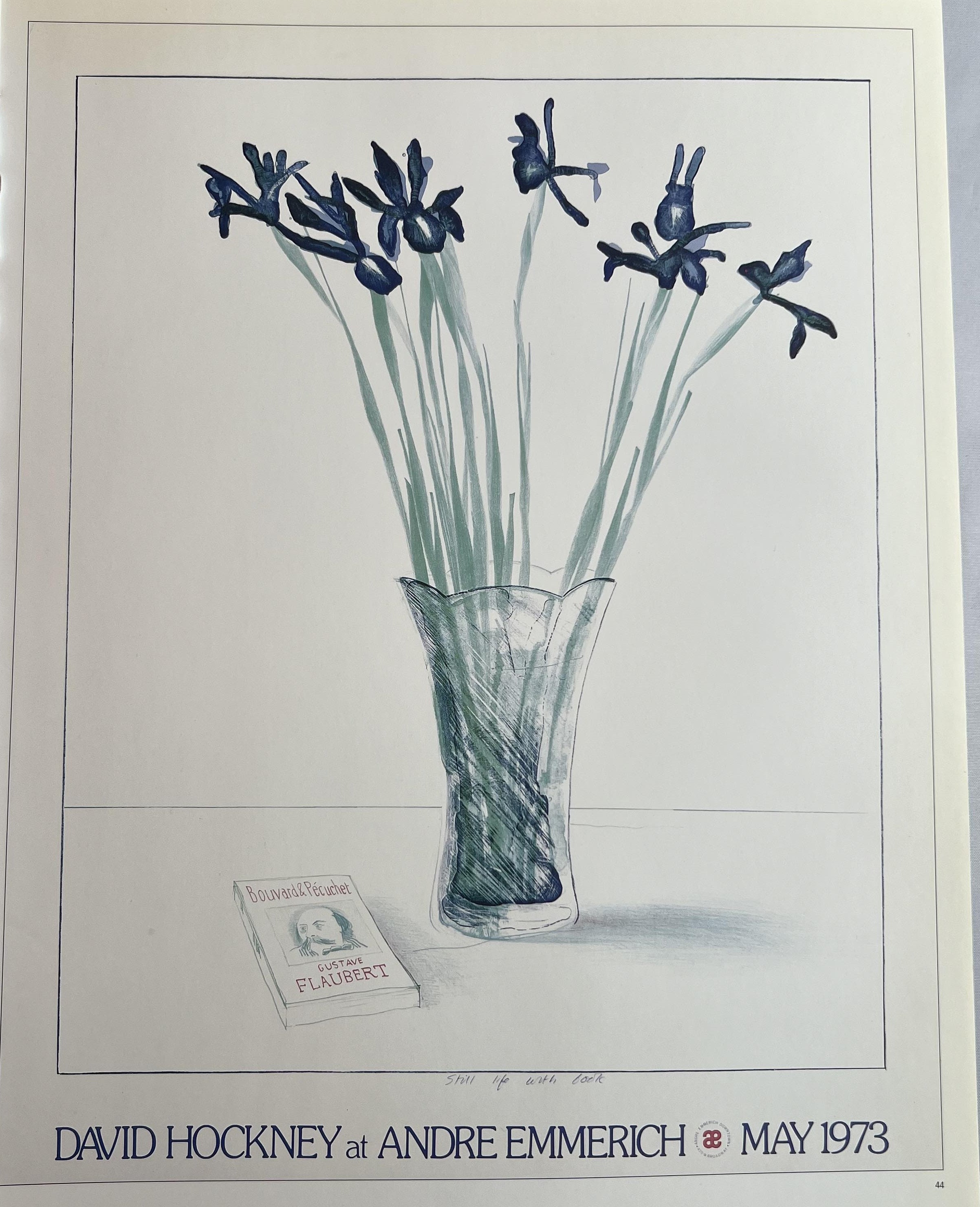 David Hockney Art Print, Irises in Vase, Still Life With Book