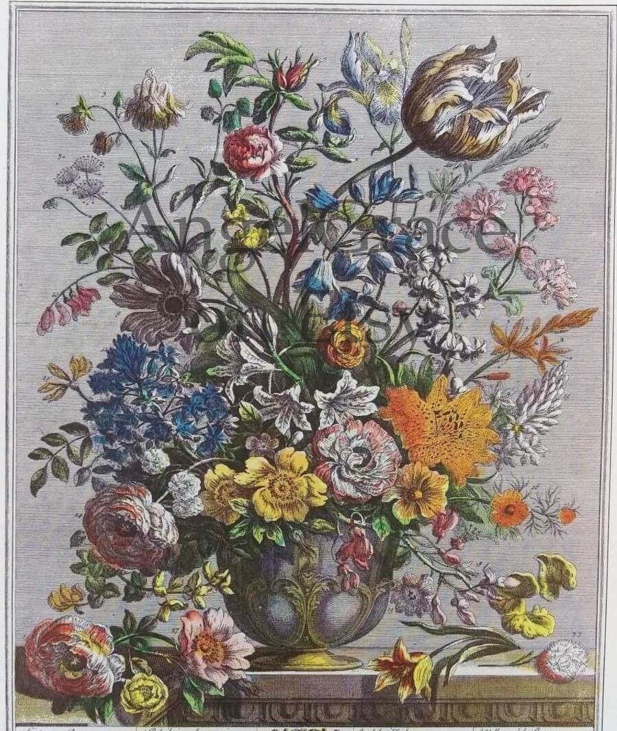 Small 1940s Furber MAY FLOWERS Print, 12 Months of Flowers