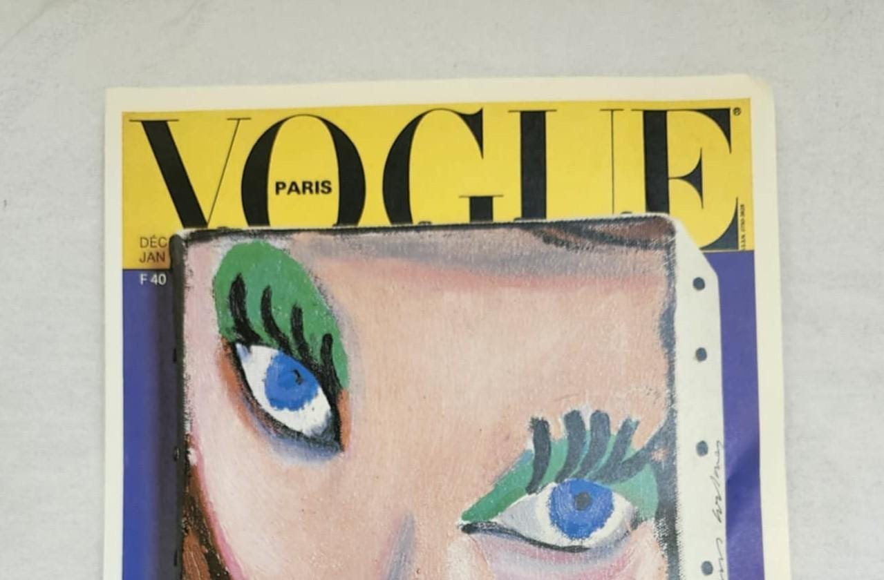 Vintage David Hockney Print VOGUE PARIS Cover Art, Abstract Cubism
