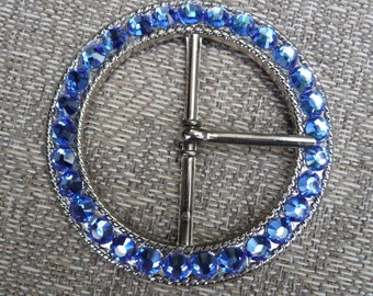 Womans Belt Buckle, SWAROVSKI CRYSTAL RHINESTONES, Sapphire Blue Shown, September Birthstone, 40 Colors Avail, Womans Gift Idea for Mom Teen