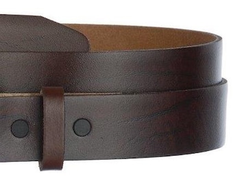 Unisex Brown Oil Tanned Leather Belt Strap with Snaps, 1.25" Narrow Belt Strap, Change Replace Buckles Easily, Sz 39, 40, 41, 42, 43, 44, 45