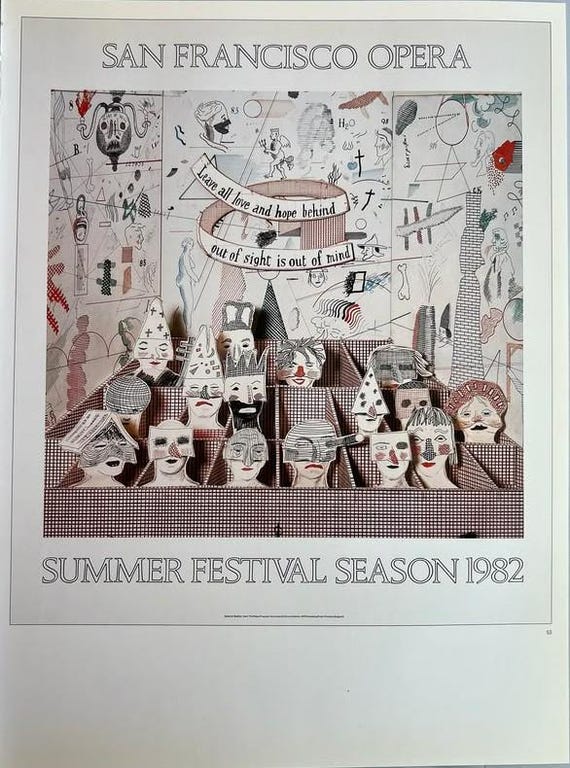 Vintage Hockney San Francisco Opera, Stravsinky Rakes Progress