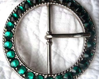 Women's Swarovksi Rhinestone Belt Buckle- 40 Swarovski Crystal Rhinestone Colors Avail- Emerald Green shown May Birthstone- Ladies Gift Idea