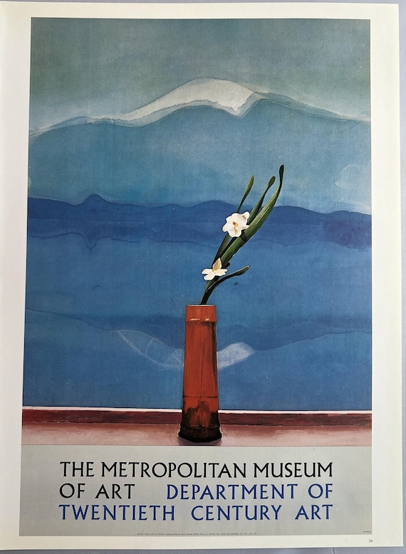 Vintage David Hockney Print 'mount Fuji With Flowers', the Met
