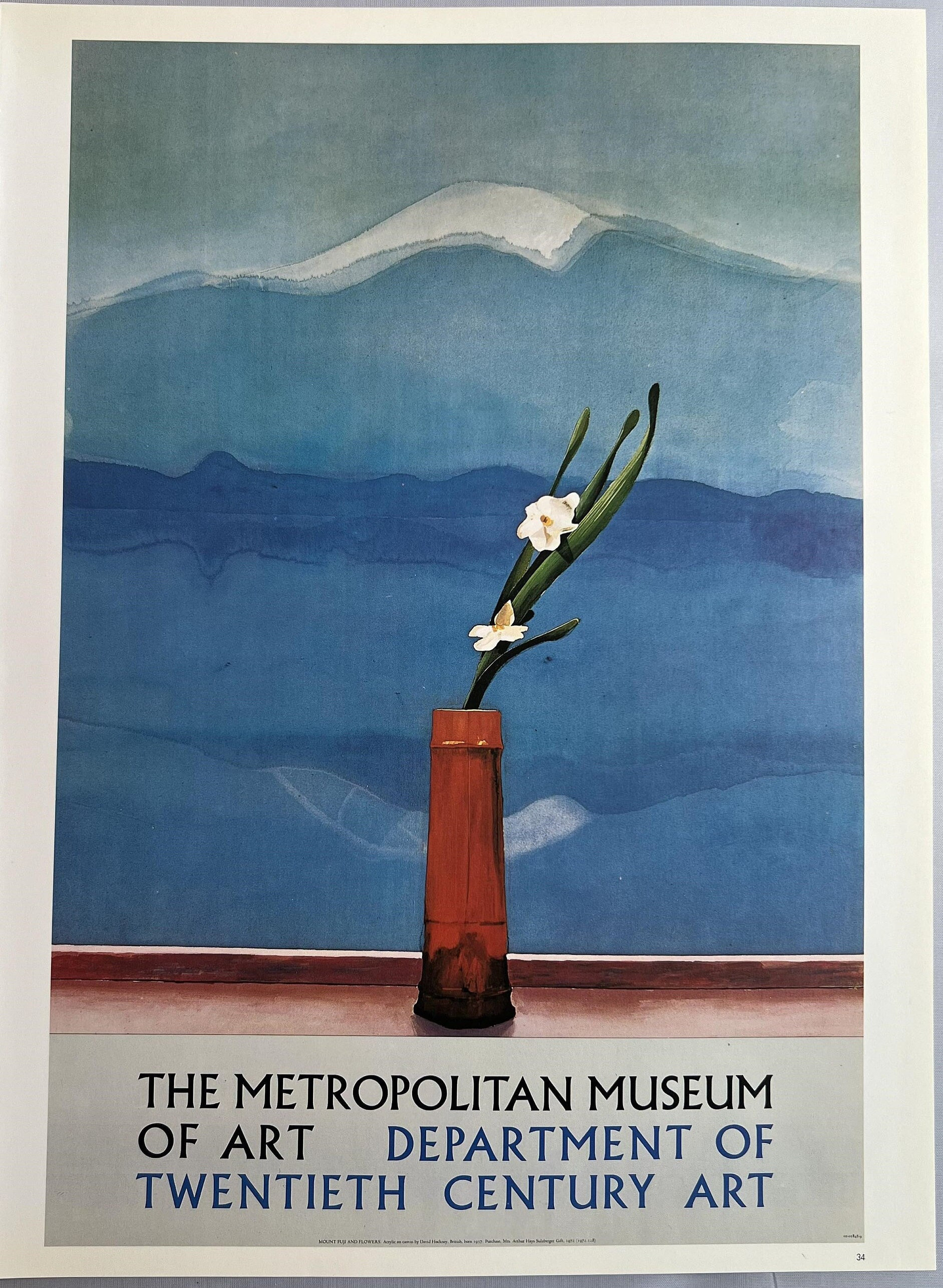 Vintage David Hockney Print 'mount Fuji With Flowers', the Met