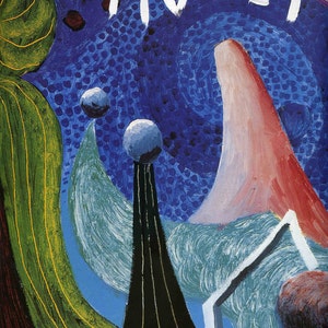 Vintage David Hockney Lithograph, Poster for Tivoli Gardens 150th Anniversary Jubilee, Copenhagen Amusement Park, Abstract Art, 10 x 13.6&quot;