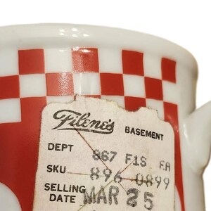 7 Avail NOS Vintage Red Heart Checkerboard Mug, Retro Bistro Diner Style, Country Cottage Farmhouse Kitchen Decor Shibata Tajimi Japan, 8 oz 画像 6