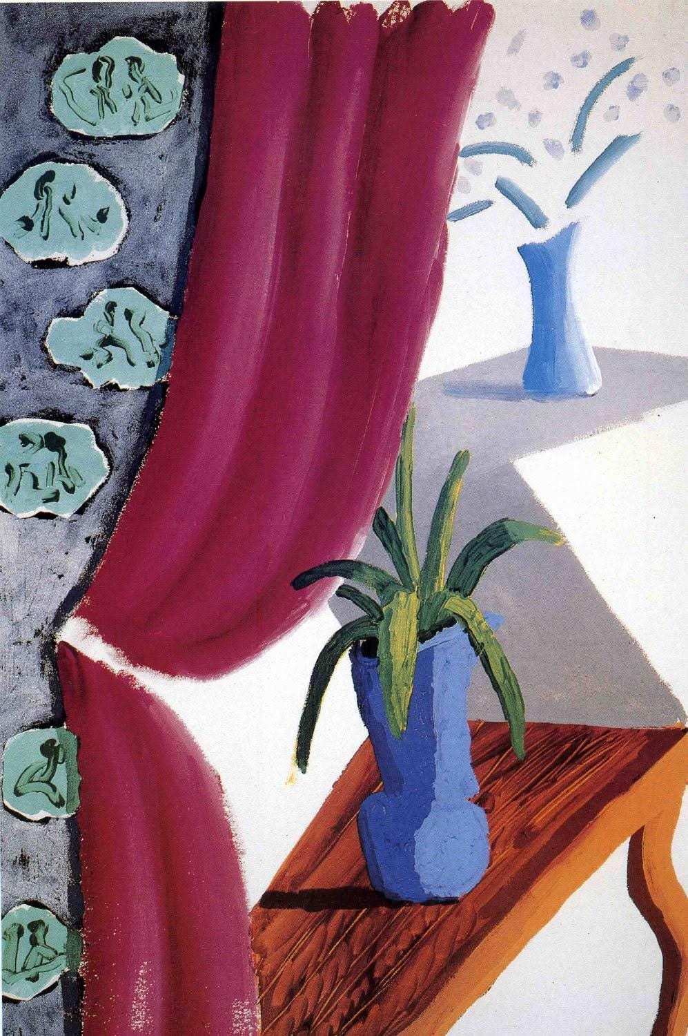 Vintage David Hockney Print Amaryllis in Vase, Moving Focus, Red