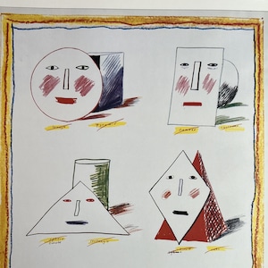 Litografía vintage de David Hockney Simplified Faces, póster del Festival de Spoleto de 1976, Italia, artes escénicas, impresión artística sin marco, 10 x 14