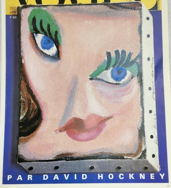 Vintage David Hockney Print VOGUE PARIS Cover Art, Abstract Cubism