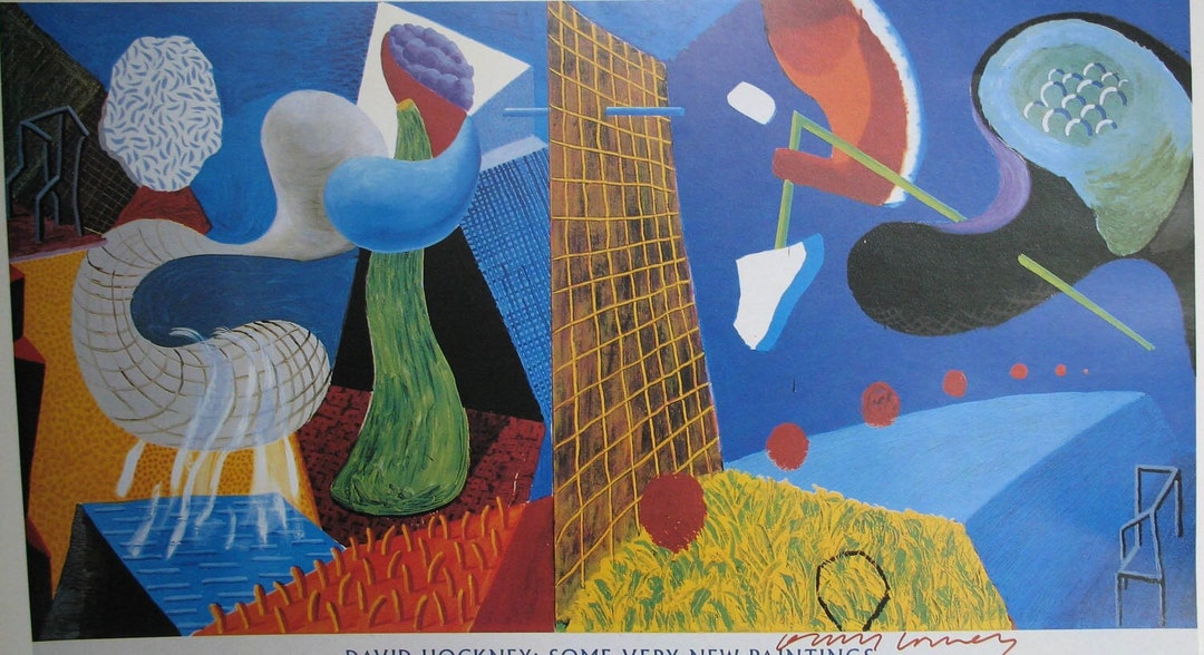 Vintage David Hockney Lithograph of 1990s Art Exhibition Poster, 1853