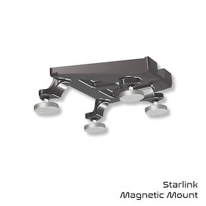 May include: A black metal Starlink Magnetic Mount with four magnetic feet. The mount is designed to attach to a metal surface.