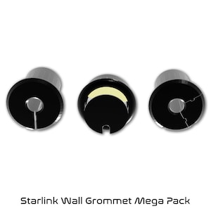 May include: Three black wall grommets with a round opening in the centre. The grommets are designed to be used with Starlink equipment.
