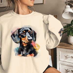 Dachshund Dog Hoodie, Colorful Pet Art Hoodie, Dog Lover Gift, Cute Cartoon Dog Pullover, Animal Lover Cozy Sweatshirt