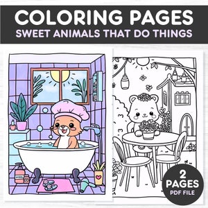 Cozy Friends, Coloring Pages for Adult and Children Kawaii Sweet