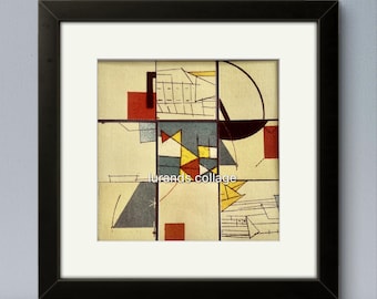 Geometric 2-Abstract collage created with layered paper, creating a unique design. It is printed on canvas which adds interest and texture.