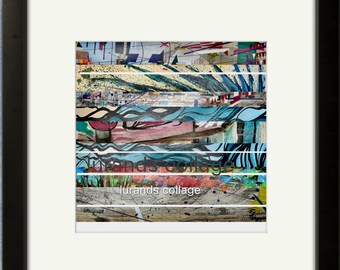 Color Patterns-Original digital collage, created with altered and layered photo images, mat included. Printed on textured cotton canvas.