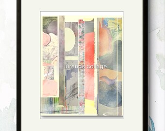 Pink + Yellow-Original art; digitally created with layered photo images. Printed on textured cotton canvas , including mat.