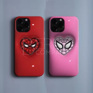 スパイダーマンカップル電話ケース、マーベルスーパーヒーロー愛好家カバー、ピーターパーカー＆MJ電話ケース、かわいいカップルギフト、ロマンチックな電話アクセサリー