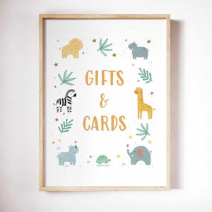 Safari Animals Baby Shower Sign | Printable Gender Neutral Table Decor | Gifts and Cards | Instant Download 8x10