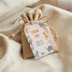 Thanks for Swinging By  Safari Animals Baby Shower Tag | Printable Gender-Neutral Digital Tag | Safari Baby Shower Decor | Instant Download