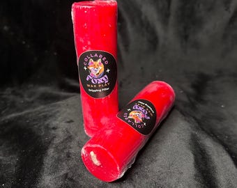 Red UV Reactive Paraffin Dripping Pillar Wax Play Candle