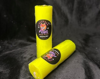 Yellow UV Reactive Paraffin Dripping Pillar Candle