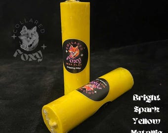 Bright Spark Yellow Metallic Shimmer Paraffin Dripping Pillar Wax Play Candle