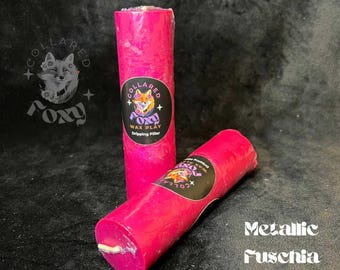 Fuchsia Pink Metallic Shimmer Paraffin Dripping Pillar Wax Play Candle