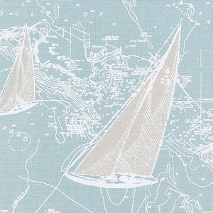 SAILBOAT NAUTICAL LINENS Table Runner, Napkins, Placemats, aqua Blue, white Nautical, Beach, Wedding Gift, Moms image 3