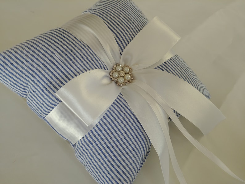 bridal Colors flower girl basket spring wedding summer wedding southern wedding SEERSUCKER RING PILLOW