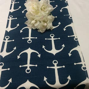 BLUE WHITE ANCHOR Linens Table Runner Napkin Placemat, sailor runner, Nautical, Beach, Wedding, Bridal, Shower, image 5