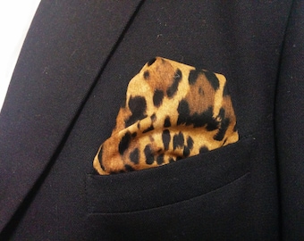 LEOPARD POCKET SQUARE - Taschentuch, Schwarz Tan Braun, Animal Print, Leopard Hochzeit, Männer, Leopard Einstecktuch, Anzug Taschentuch, 10 Zoll