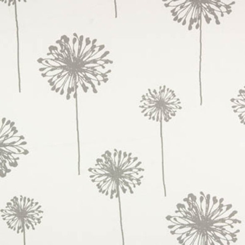 TABLE RUNNER DANDELIONS Gray flower dandelions on white, grey wedding, bridal linen image 2