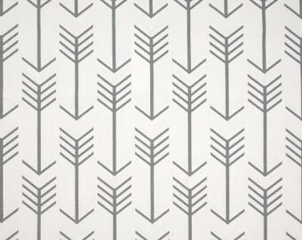 Grey ARROWS TABLE LINENS-  Table Runner, or Napkins, or Placemats,  White with gray arrows, Wedding Bridal Home Decor Linen