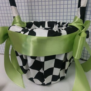 RACING RING PILLOW and or Basket Racing, black White Checks, checkered flag, Ringbearer Flower Basket , choose Ribbon, wedding pillow image 2