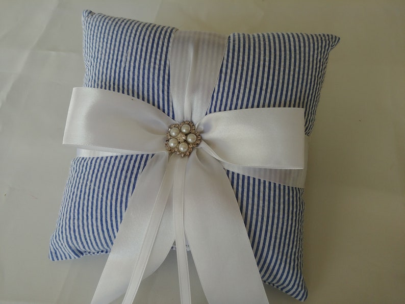 bridal Colors flower girl basket spring wedding summer wedding southern wedding SEERSUCKER RING PILLOW