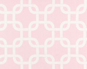 PINK Modern Table Runners,  White Chain Print on Pastel Pink, Gotcha Table Runner