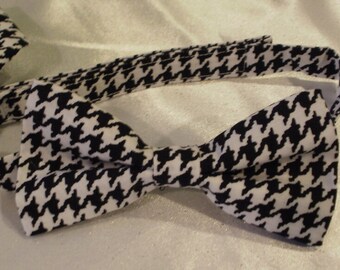 HOUNDSTOOTH BOWTIE and CUMMERBUND Set or Hanky Pocket Square Colors Men, Boy,  houndstooth Black and white bow tie Wedding Party Tie Alabama