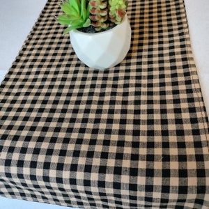 BLACK Tan BUFFALO CHECK LinenS,  Table Runners, Placemats, napkins, tan and  black buffalo plaid, Wedding, Bridal, farmhouse Decor, dining