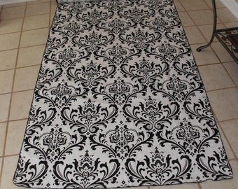 DAMASK AISLE RUNNER - Closeout Sale- Traditional Black and White,  Wedding,  Bridal,  38" Wide, 25 or 35 feet long, Ready to ship